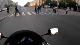 High Speed Biker Runs Over Pedestrians then Gets Attacked