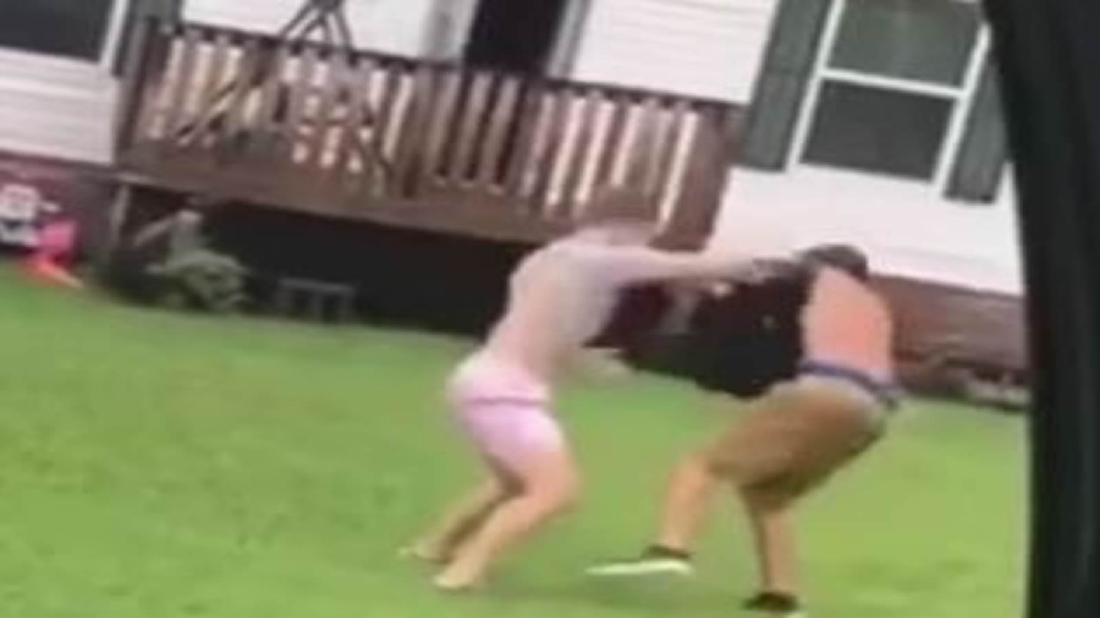 Guys Fight on Front Lawn