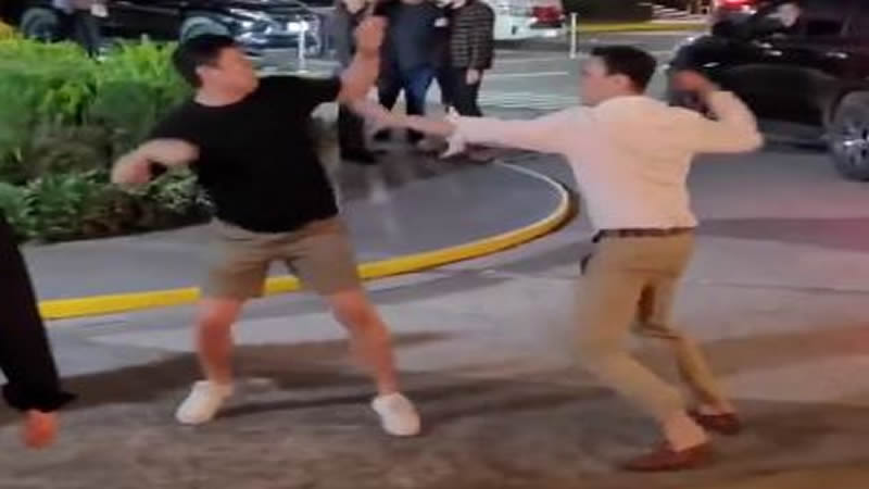 Asian Hipsters Fight Outside a Bar