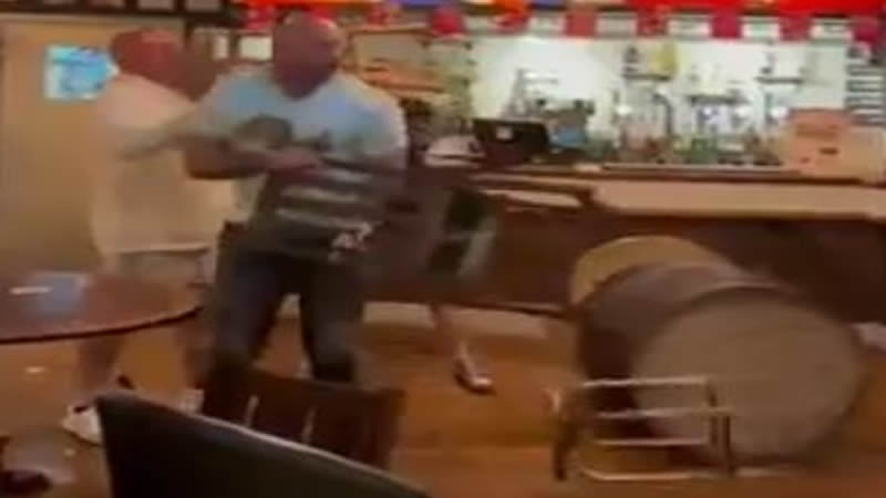 British Pub Fight Bottles and Chairs Thrown
