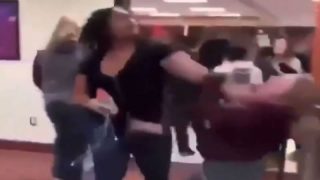 Fat Black Girl Throws Fat White to Floor in School Fight