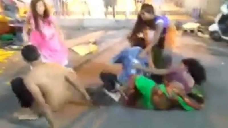 Psychotic Indian Guy Spears Everyone at the Market