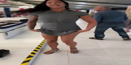Influencer Taking Underwear Off in a Mattress Store