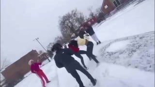 Black Girls with Tight Pants Fight in the Snow Video