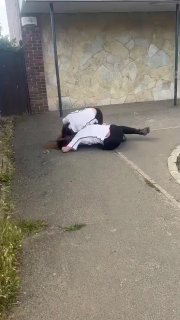 British Pinstripe Schoolgirls Fight Outside a Mini Mall