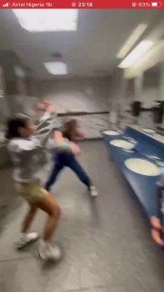 Girl in all Blue Fights in School Bathroom