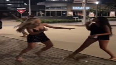 No Underwear Club Girls Fight in the Street