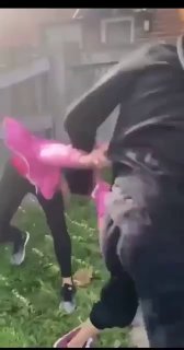 Orange Haired Black Girl Fights in the Backyard