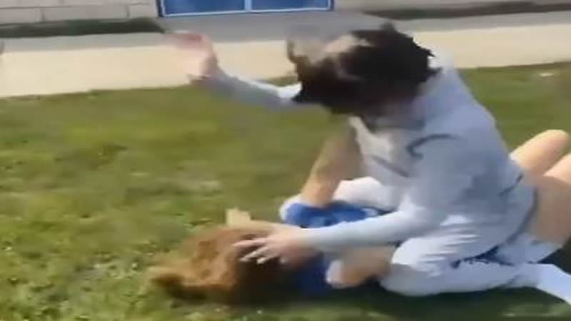 White Girls Fight at End of School at the Buses