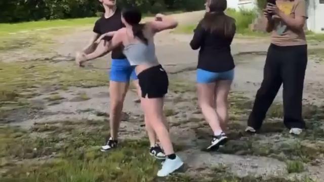 Trailer Trash Teens in Tank Tops Fight on the Lawn