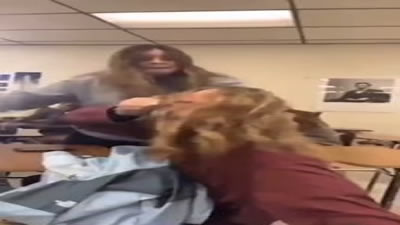Blonde Slapped in Class by Brunette