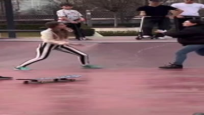 Skateboarder Girl Fight