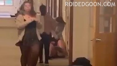Fat Ass Jean Shorts Girl Attacked in the Hallway