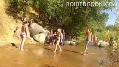 Naked Bikini River Girl Fight