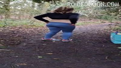 PAWG with Glasses Flashes Butt in the Woods