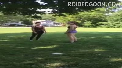 Sports Bra White Girls Fight in a Field