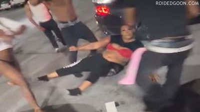 Naked Black Mixed Gender Parking Lot Catfight