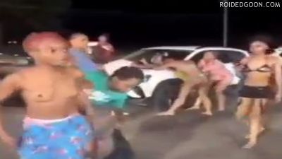 Tits Out Parking Lot Black Catfight Brawl
