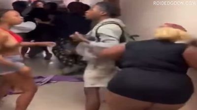 Black Ass and Tits Out Hallfway Brawl