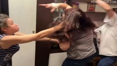 Old Drunk Russians Apartment Catfight